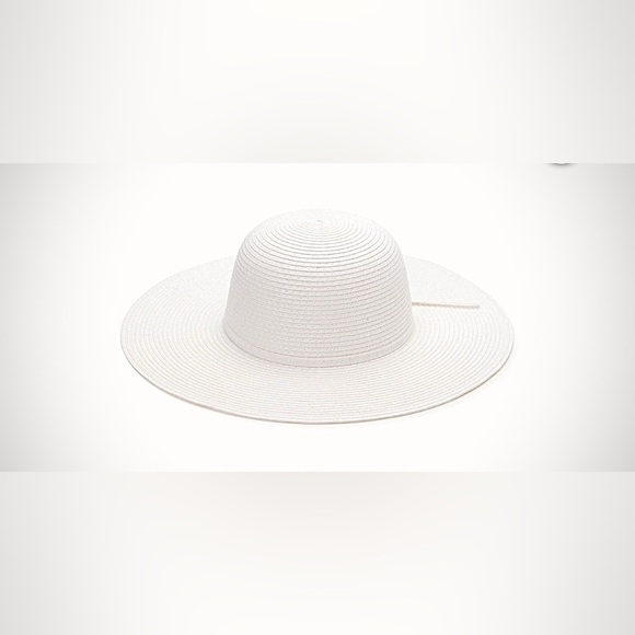 White‎ faux straw packable adjustable band wide brim floppy hat new - Picture 1 of 4